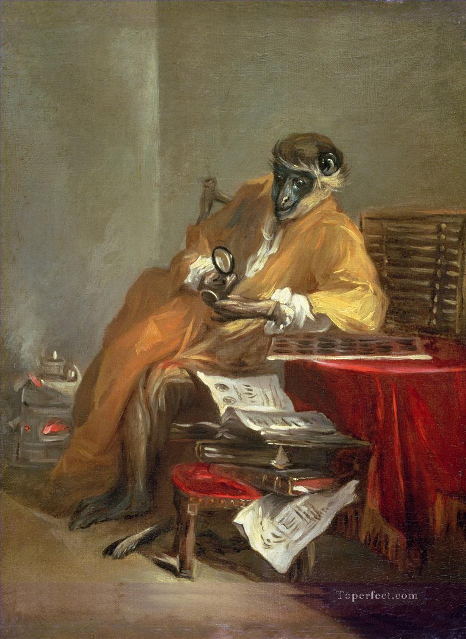 Jean Sim sur Chardin The Monkey Antiquarian Peintures à l'huile